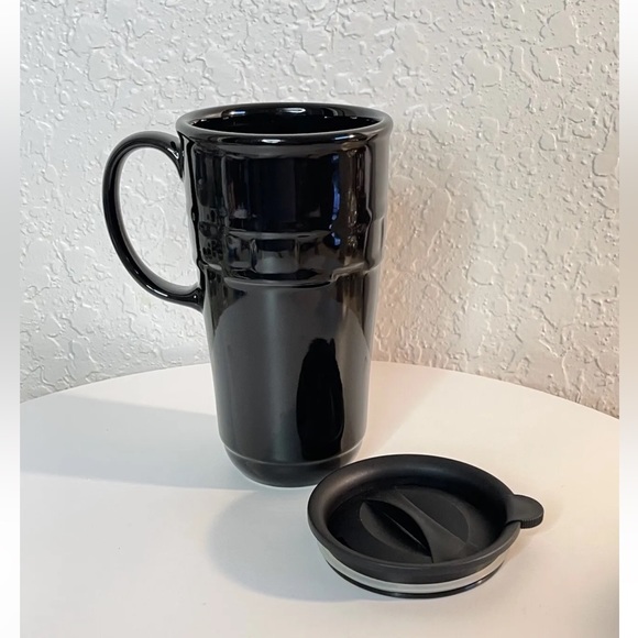 Longaberger Woven Traditions Travel Mug Vitrified Pottery with Lid. - Picture 3 of 7